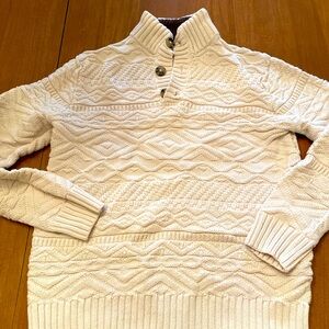 Boys Cream Cat and Jack classic Sweater with Button Collar